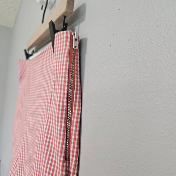 A New Day Coral White Gingham Slim Ankle‎ Pants 8 Officewear - Picture 2 of 10